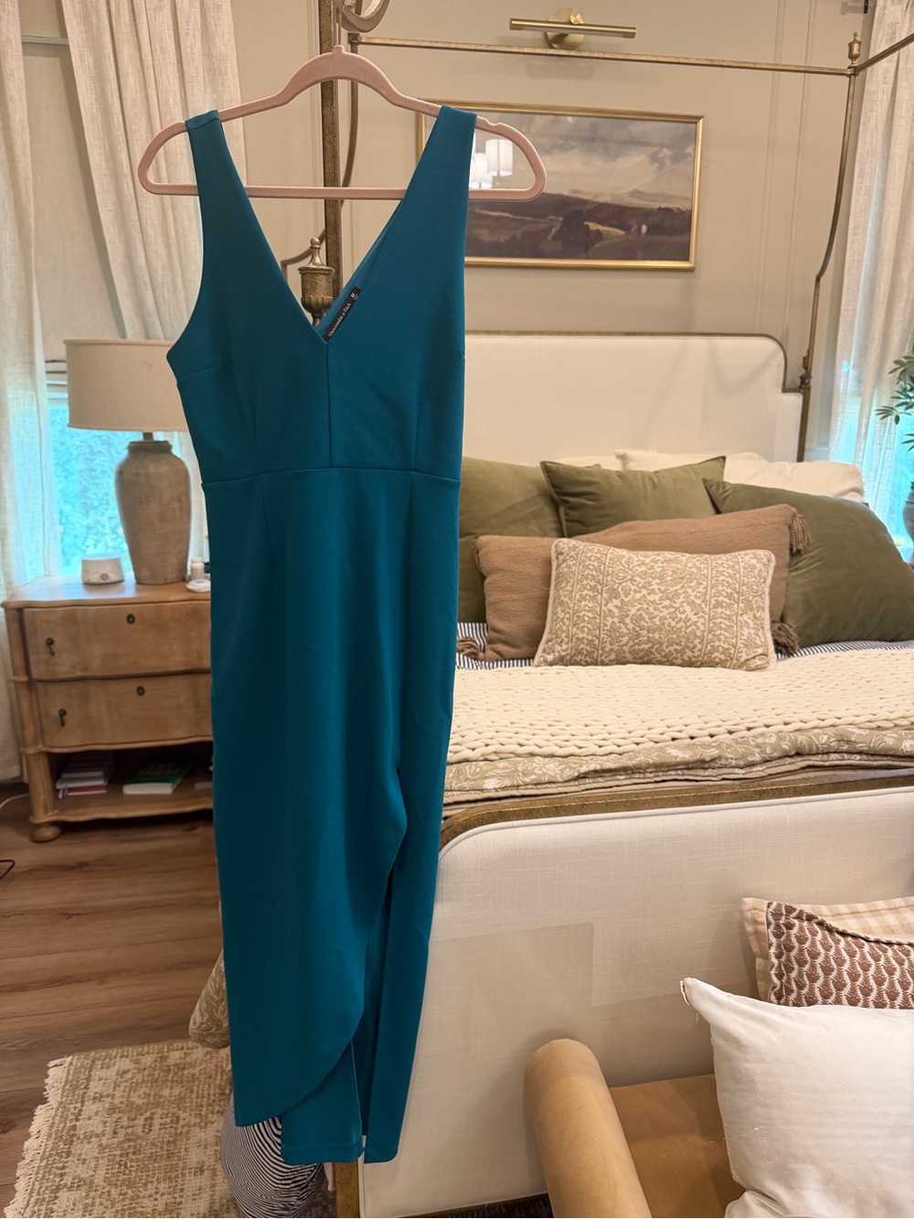 Abercrombie & Fitch Teal V‑Neck Midi Dress
